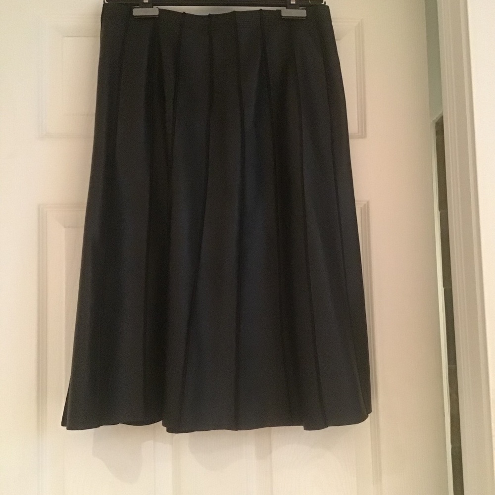 Black Leather Gored Skirt
